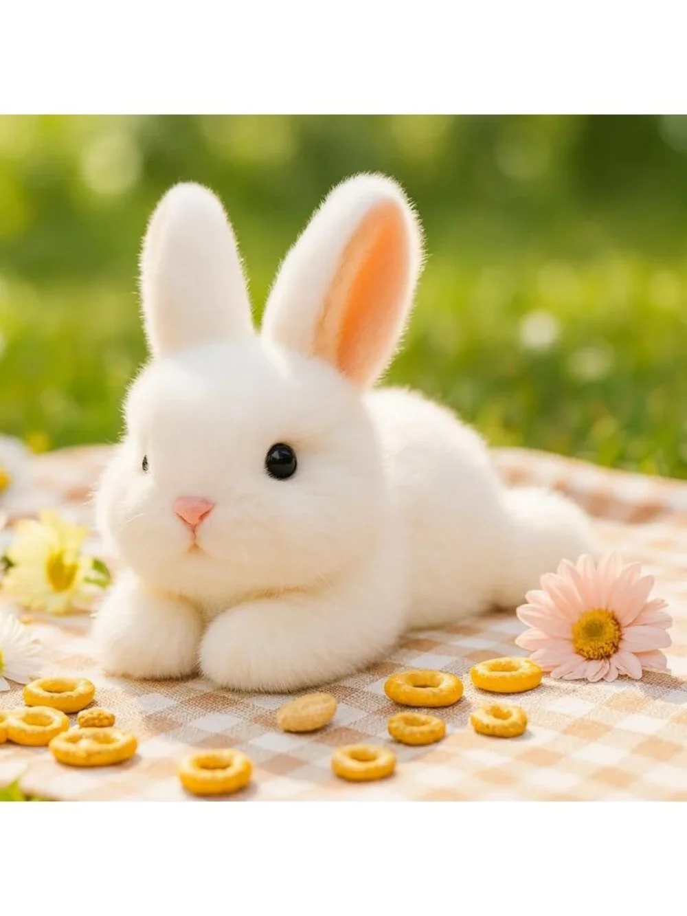 White Bunny Plush Stuffed Animal Cute Soft Rabbit Pocket Size Gift for Kids